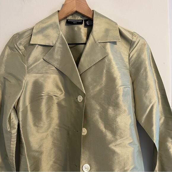 Vintage Sutton Studio Green Raw Silk 4 - Picture 10 of 12